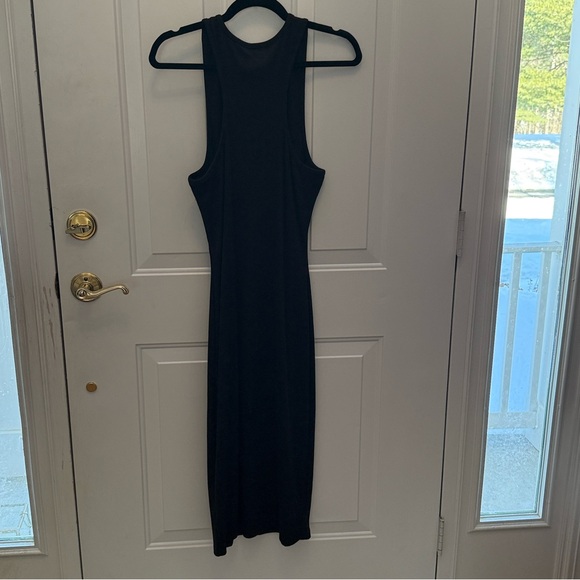 Pink Lily Noah Henley Ribbed Racerback Black Midi Dress - Picture 7 of 11